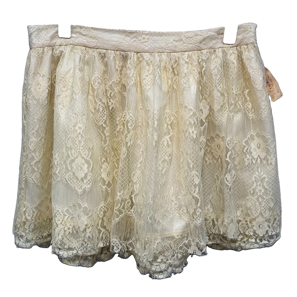 Sans Souci Mini Skirt Women's Large Juniors Ivory With Lining & Lace Zip Up NWT